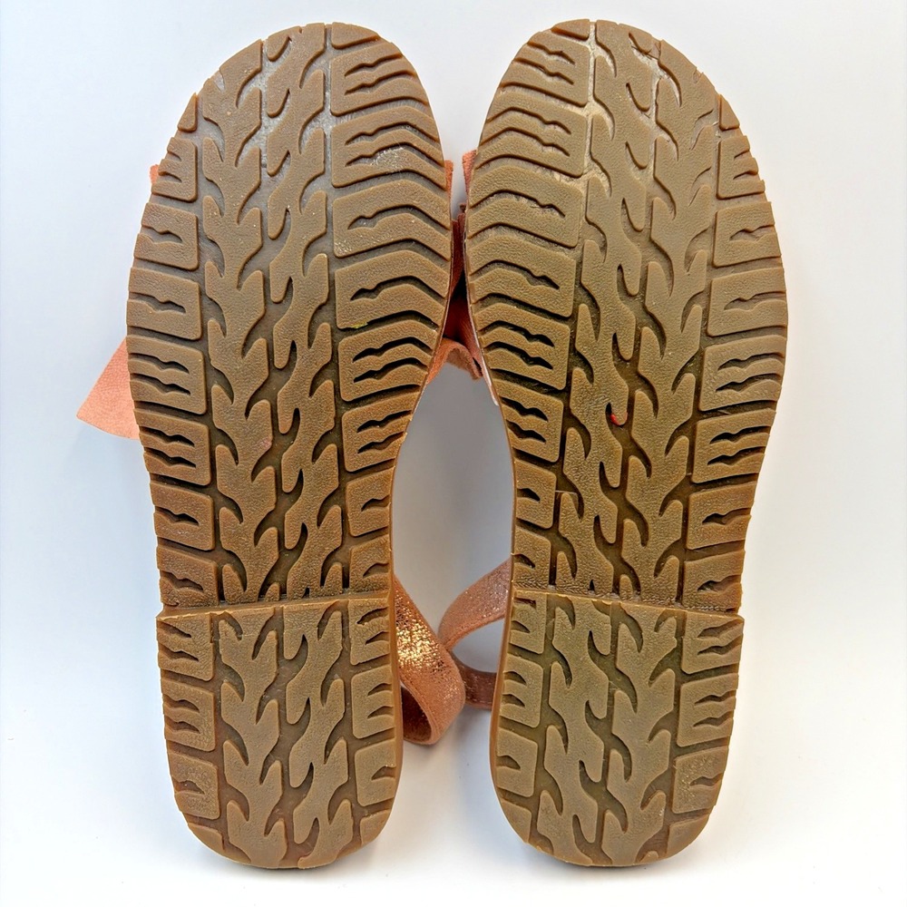 Seychelles Rose Gold Frill Metallic Leather Sandals Summer Slip On Flats Size 9 - Picture 13 of 14